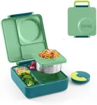 OmieBox Bento Box for Kids - Insulated Lunch Box with Leak Proof Thermos Food Jar - 3 Compartments, Two Temperature Zones - (Meadow) (Single) (Packaging May Vary)