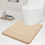 smiry Non-Slip Toilet Mat, Extra Soft U-Shape Pedestal Mat for Toilet, Ultra Absorbent Memory Foam Bathroom Toilet Mat for Floor, Machine-Washable Dry Pedestal Mat Only, 50 x 60 cm, Beige