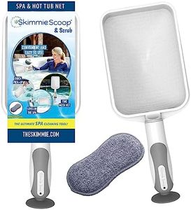 The Skimmie Scoop - Patented Handheld Skimmer with Fine Mesh Net for Spa, Hot Tub, Cold Plunge and Small Pool Cleaning - Lightweight and Durable with Powerful Suction Cup - Clean Out Filter (White)