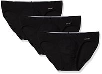 2(X)IST Men's Cotton Stretch No Show 3-pack Briefs, Sliq Deep Black, M UK