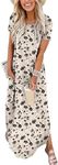 ANRABESS Women's Summer Casual Loose Short Sleeve Long T Shirt Dress Split Maxi Beach Sundress Travel Vacation Outfits Floral Print X-Large