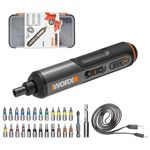 WORX 4V Mini Screwdriver set WX240 Electric Screwdriver Cordless 3-Speed torque setting, LED-light, 5/4/2.5N.m, electric Screwdriver kit, 26pcs Accessories included, Grey