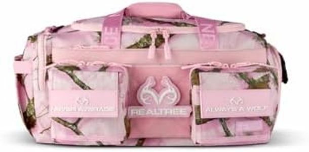 WOLFpak 30L Perfect Duffle Bag (Realtree APX Flushing Pink) Tactical Gym Bag Hardshell Base 1000D Waterproof Travel Carry On with Shoe Compartment, Dual Cup Holders, Laptop Sleeve & Molle Straps