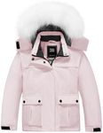 ZSHOW Girls' Waterproof Ski Jacket Warm Fleece Lined Thick Padded Winter Coat - Pink - Large