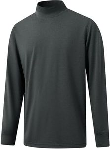 M MAELREG Mens Mock Turtleneck Shirts Stretch Solid Pullover Tops Thermal Golf Long Sleeve T Shirt Men Undershirt Dark Grey Heather