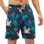 Enlision Mens Swim Shorts Summer Hawaii Swimming Trunks for Men Board Breach Shorts Surfing Billabong Swimming Shorts with Pockets Palm Tree XXL