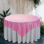 Fitable Pink Sequin Tablecloth for Parties 54x54 Inch - Sparkle Glitter Table Cloth Laser Square Table Cover Overlay for Wedding Baby Shower Ceremony Birthday Cake Table Holiday Banquet