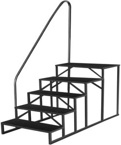 5-Step Above Ground Pool Ladder with Handrail, Metal Deck Staircase