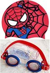 FEIFEI’S BOW Kids Swimming Goggles Safe Soft Silicone Cap Hat Anti-Fog Waterproof No Leaking Crystal Clear Swim Goggles Spiderman Elsa for Kids Children Boys Girls and Teens Age 3-15 (Spiderman)