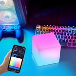 LOFTEK Smart LED Cube Lights, RGBCW Color Change Atmosphere Lights Rechargeable Bedside Lamp, Music Sync,Timer, Dimmable Night Lights for Bedroom, Work with Alexa & Google Assistant