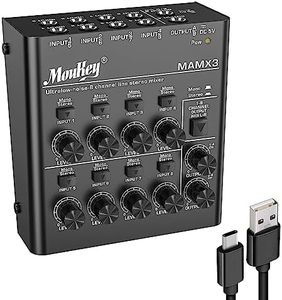 Moukey Audio Mixer Line Mixer, DC 5V, 8-Stereo Ultra, Low Noise 8-Channel for Sub-Mixing, for Small Clubs or Bars, As Guitars, Bass, Keyboards Mixer, 2022 New Version-MAMX3