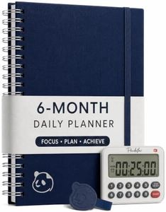Panda Planner 2025-2026 Ultimate 6-Month Undated Daily Planner with Focus Timer – Spiral Bound Productivity & Academic Planner with Monthly, Weekly & Daily Layouts for Goal Setting, Habit Tracking, and Mental Clarity (Navy Linen)