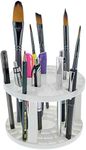 U.S. Art Supply Plastic Artist Round 50 Hole Paint Brush Holder and Organizer - Rack Holds Paintbrushes, Makeup Cosmetic Brushes, Pencils, Pens, Markers, Art Tools, Desk Stand - Students, Teachers