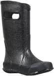 BOGS unisex child Rainboot Print Waterproof Rain Boot, Glitter - Black, 2 Little Kid US