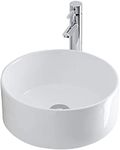 Home Supplies Ceramic Cloakroom Basin Hand Washing Sink, Modern Design Gloss White Countertop Basin Cloakroom Sink for Bathroom Lavatory, Vanity Cabinet 150x410x410mm(HxWxD)