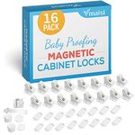 vmaisi Child Safety Magnetic Cabinet Locks - 16 Pack Children Proof Cupboard Baby Locks Latches with 3M Adhesive for Cabinets & Drawers and Screws Fixed for Durable Protection