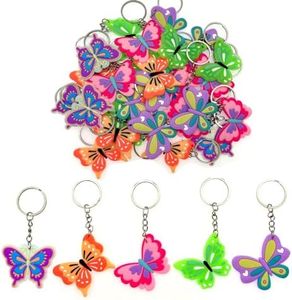 JZK Juego de 30 llaveros de mariposa coloridos para rellenos de bolsas de fiesta de niños, llaveros de mariposa de goma para niños, regalos de fiesta de cumpleaños, regalos de agradecimiento,
