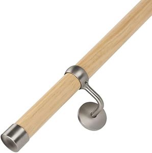 ROTHLEY Pipe Handrails for Indoor Stairs: 9.8FT Stair Railing Wood Hand Railings for Stairs Indoor Wall Mount Stair Handrail 1.6" Round Wooden Stair Railing for Elderly & Kids (Pine)