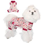 TONY HOBY Dog Pajamas, 4 Legged Dog Pajamas with Flower & Rabbit, Lightweight Cotton Dog Jumpsuit for Small Medium Dog (Pink, Rabbit, M)