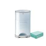 Korbell Classic Nappy Bin & Disposable Liner Bundle Lasting Up to 10 months | 44 weeks Hygienic, Odour Trapping & Hands Free | Includes 4 Packs of Biodegradable Liners | Pastel Blue