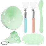 Teenitor Face Mask Mixing Bowl Set, Diy Facemask Mixing Tool Kit With Silicon Face Mask Brush Facial Mask Bowl Stick Spatula Gauges Puff, Pack Of 8, Green