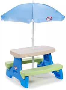 Little Tikes Junior Picnic Activity Table for Children with Umbrella - Seats Up to 4 - For Building, Homework or Play Indoor or Outdoor, For Ages 18 Months to 5 Years