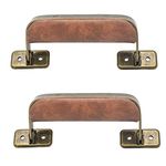 XHWUDI Luggage Handle Leather Handle Vintage Style Replacement Strap Handle Suitcase Pull Handle for Trunk Handbag Briefcase 2pcs (D(Brown Bronze))