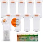 Wisesorb Desiccant Cap Pill Bottle 8 Dram 10pcs, Pill Bottle with Indicating Silica Gel Desiccant Cap (Orange to White), Medicine Bottle, Pill Bottles Empty with Caps, Empty Pill Bottles