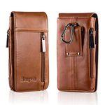 Hengwin Genuine Leather Phone Holster Fits for iPhone 15 Pro Max 14 Pro Max 14 Plus 13 Pro Max 12 Pro Max Samsung Galaxy A54 S24 Ultra S23 Ultra Case with Belt Clip Cell Phone Pouch Belt Holder -Brown