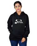 More & More Unisex Regular Fit Fleece Hooded Neck Hoodie (Panda Hoodie Black-12 Years-13 Years_Black_12 Years-13 Years)