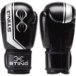 STING Armalite Boxing Gloves, Durable Boxing Equipment for Boxing Training, Balanced Weight Distribution, Black/Silver, 12 Oz.