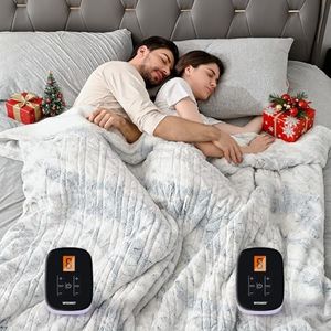 WOOMER Heated Blanket King Size Electric Blanket 90"x 100", Faux Fur Fast Heating, 10 Heating Levels & 0.5-12H Auto Off, Dual Control, Over-Heat Protection, ETL Certification