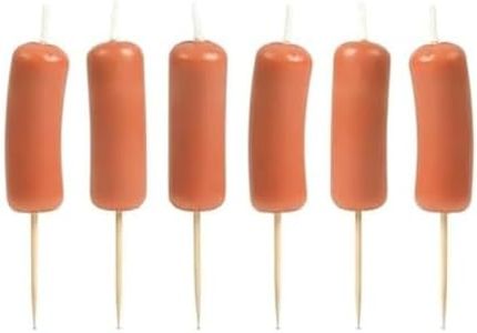 Genuine Fred SAUSAGE PARTY Candles Set of 6 Quirky Cocktail Wiener Hot Dog Party Birthday Candles 2" Tall Fun and Unique Party Decor