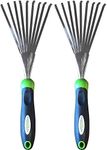 Garden Guru Stainless Steel Hand Rake Soil Tiller with Ergonomic Handle, Great for Gardening, Cultivating, Loosening Soil & Spreading Mulch (2 Pack)