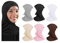 PAROPKAR 4 Pieces Modal Hijab Cap Adjustable Stretchy Turban Full Neck Cover Shawl Cap Full Neck Coverage for Lady (Multi Colour - 02)