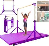 PreGymnastic Foldable Gymnastics Bar, 6FT Gymnastic Horizontal Bars, Folding Training Bar for Kids and Teenagers 3-18, Weight Limit 500 LB, Adjustable kip Bar,Children Home Gym Equipment Indoor