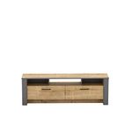 Decorotika Manhattan 150 cm Wide Modern TV Unit with Open Storage Shelves for Living Room, Bedroom, Entertainment Unit TV Stand - Walnut and Black