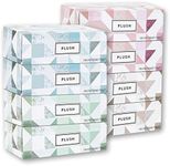 Plush Facial Tissues 130 Per Box Size 7" X 6.9" 2 Ply,Soft, Smooth, Great for Bathroom, Office, Store, School,Home, Kitchen, Or in Your Car & in Every Room (Family pack Pack of 8, 1040 Tissues total)