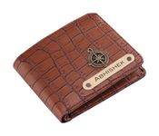 AICA Personalized Name & Charm Self – Textured Leather Mens Wallet (TanBrown) | Customized Corporate Farewell Retirement Appreciation Gifts for Office Men Colleagues Clients Employees