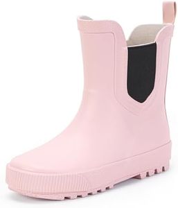 Hehainom Girls Rain Boots Toddler Kids Rain Boots Size 9 Pink Waterproof Rainboots Easy-on Light Weight Chelsea Rain Shoes