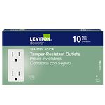 Leviton 15A 125V Tamper Resistant Decora Receptacle in White (10-Pack)