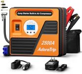 ADORETRIP Jump Starter with Air Compressor, 2500A 150PSI Car Battery Jump Starter (10.0L Gas/ 8.5LDiesel), 24000mAh 12V Jump Box Car Battery Jumper Starter Booster with Digital Display, 2 Lights