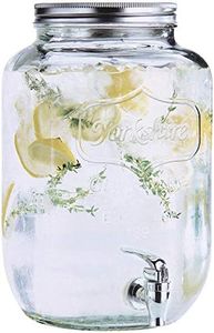 Estilo 2 Gallon Drink Dispenser, Glass Mason Jar Beverage Dispenser, Clear - Leak Free Spigot and Lid, Strong Glass for Parties, Weddings, and Picnics