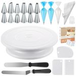 Kootek 71PCs Cake Decorating Kit, Cake Decorating Supplies Set with Cake Turntable, 12 Numbered Icing Piping Tips, 2 Spatulas, 3 Icing Comb Scraper, 50+2 Piping Bags, and 1 Coupler for Baking