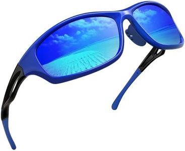Joopin Gafas de Sol Deportivas Polarizadas con Protección UV 400 Gafas de Ciclismo, Bicicleta Montaña Moto, Golf y Deportes al Aire Libre para Hombres y Mujeres Marco azul Lente con espejo azul