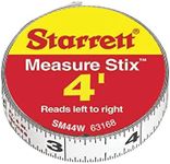 Starrett Tape Measure Stix with Adhesive Backing - Mount to Work Bench, Saw Table, Drafting Table - 1/2" x 4', English Metric, Left-Right Reading - SM44W