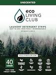 Eco Living Club Laundry Detergent Sheets Usage (Up to 80 loads), Hypoallergenic, Biodegradable, Travel Friendly Strips (Unscented)