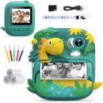 Kids Camera Instant Print, CAMCLID 2.4 Inch Screen Camera for Kids Dinosaur Children Digital Camera with 32GB Card & 3 Rolls Paper, Christmas Birthday Gift Toys for Boys Girls 3-12 Age (Green)