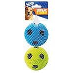 Nerf Dog Soccer Ball Dog Toy with Interactive Crunch, Lightweight, Durable and Water Resistant, 3 Inches, for Small/Medium/Large Breeds, Two Pack, Blue and Green