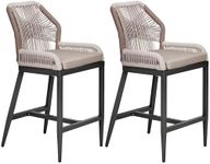 Outdoor Bar Stools - Set of 2 Counter Height Chairs with Back, All-Weather Design, Chic Ergonomics, Robust Aluminum Frame, Cushions Included, Easy Assembly for Patio and Garden, Dark Grey